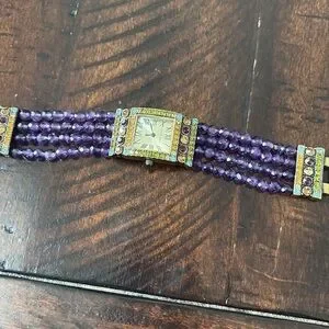 Heidi Daus Purple Beaded Watch with Gold Accents Heidi Daus | Accessories | Heidi Daus Purple Beaded Watch  main image 2